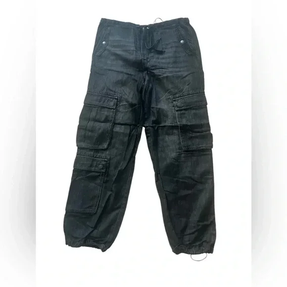 NWT BLANK NYC Chambray Drawstring Cargo Pants - Picture 3 of 6